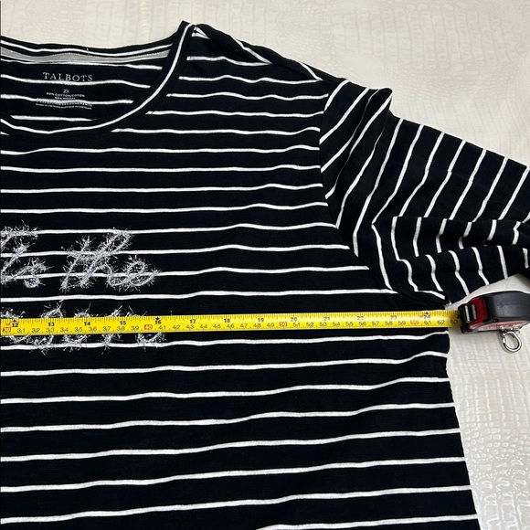 Talbots Women  Black and White Striped Top NEW Size 2X - Picture 13 of 16